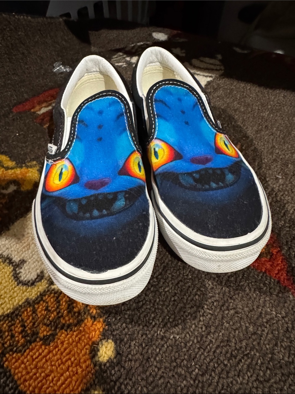 Vans Kids Blue Cat Graphic Slip-On Sneakers - Picture 3 of 6